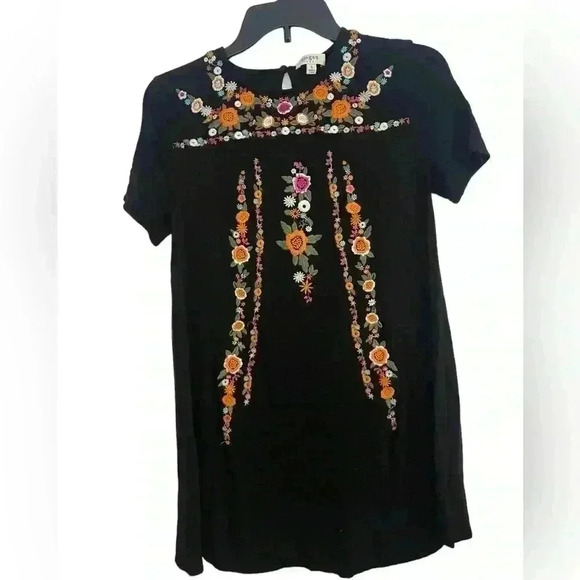 Umgee Embroidered Black Floral Flowy Mini Dress Size Small - Picture 13 of 13